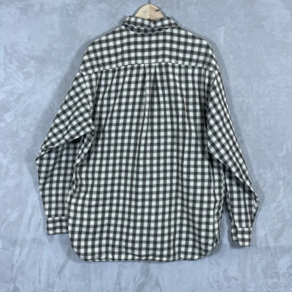 Vintage 90s Banana Republic Shadow Plaid Shirt Mens Large Hong Kong Button Up